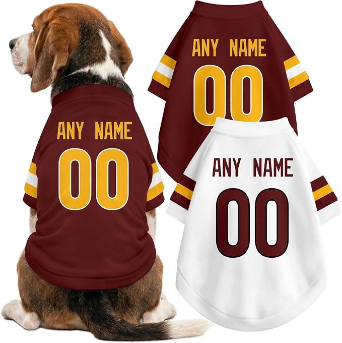 W Dog Clothes Jersey Style Personalized Pet T Shirt with Custom Name Number for Small Medium Large Dogs