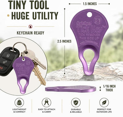 The Original Tick Key - Tick Detaching Device - Portable, Safe and Highly Effective Tick Detaching Tool (Magenta)