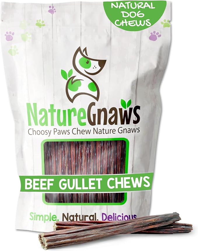 Beef Gullet Sticks for Dogs 5-6" (1Lb) - Natural Beef Jerky Stick Dog Chew Treats - Rawhide Free