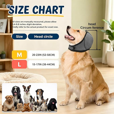 No Flap Ear Wraps for Dogs, Dog Ear Muffs Noise Protection, No Shake Ear Wrap for Hematoma Prevention Drying & Anxiety Relief Dog Ear Cover, Elastic Waterproof Ear Muffs with Soundproof Sponge(M)