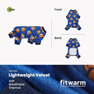 Fitwarm Cute Bear Dog Pajamas, Dog Clothes for Small Dogs Boy Girl, Fleece Pet Onesie with Feet, Royal Blue, Brown, XL