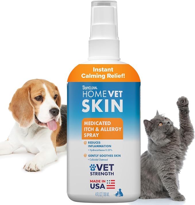 HomeVet Allergy & Itch Spray, Dog Allergy Relief & Hot Spot Treatment for Dogs & Cats, Vet Recommended Itching Skin Relief, USA Made, 8 oz