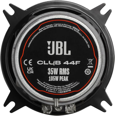 JBL Club 44F - 4" (100mm) Two-Way Car Speaker, 35W RMS, 105W Peak, Sensitivity (@ 2.83V): 90dB, Frequency Response: 75Hz – 20kHz, Nominal Impedance: 3.0 ohms
