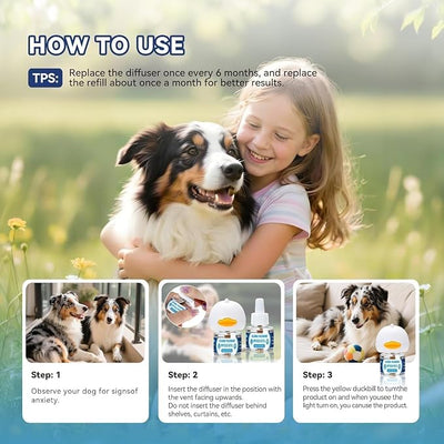 Dog Calming Pheromones Diffuser: 6-in-1 Kit Appeasing Pheromone Diffuser to Calm (2 Plugin+4x48ml Refills) for Comfort Reduces Stress Anxiety, Long-Lasting Appeasing Pheromone for Pet Dog Cat (6in1)