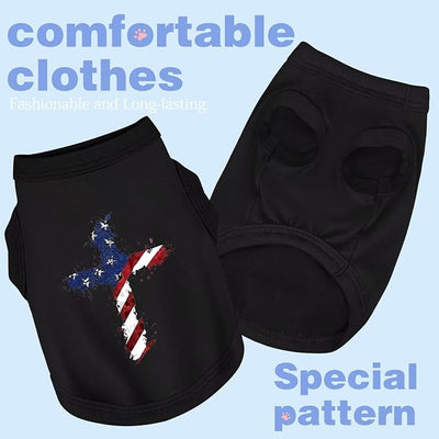 Discover Cozy Cotton Canine Wear: Soft, Lightweight, and Breathable Dog Shirt Vest with Eye-Catching Graphics, Keeping Your Furry Friend Warm and Comfy! Cross Flag 2XL