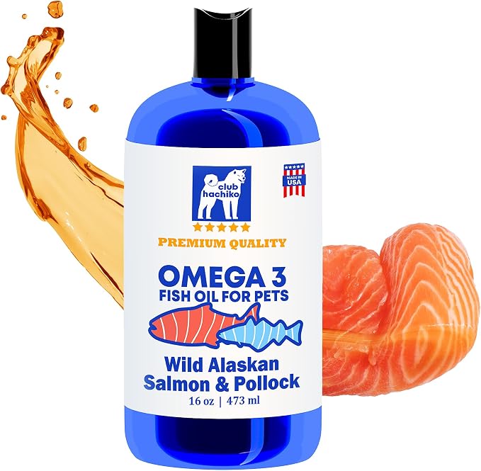 Wild-Caught Alaskan Salmon & Pollock Oil for Dogs – Omega-3 for Itchy Skin, Shedding, Allergies & Joint Support – NASC Certified – 16oz Liquid Food Topper