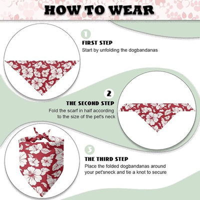 KEIAHUAN Red Hibiscus Flowers Dog Bandana Pet Scarf Triangle Kerchief Washable Dogs Scarves Neckerchief Hawaii Puppy Accessories Decoration
