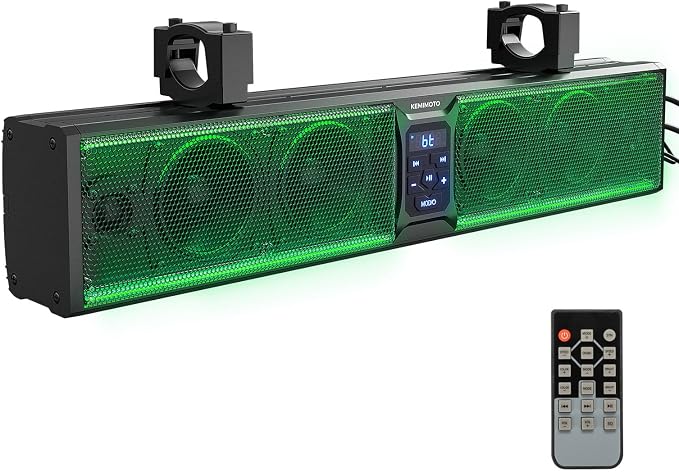 6-Speaker Metal UTV Sound Bar, 25-inch IP65 Waterproof Golf Cart Sound Bar, ATV Speaker with RGB, SxS Soundbar Compatible with Polaris RZR Can-Am w/ 1.25 in - 2 in Roll Bar