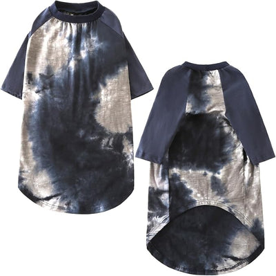 Dog Cotton Black Grey Tie Dye T-Shirts Soft and Stretchy Breathable Pet Shirt Pajamas Pets Clothes for Large Dogs,2XL Grey