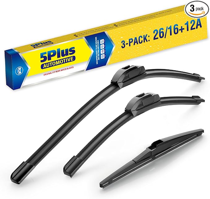 5 PLUS Custom-Fit Wipers fits Toyota RAV4 2019-2025 Windshield Wipers | 26"+16"+12" Front Rear Wipers Set,OEM Original Equipment Replacement,All-Seasons,Streak-Free Wiping,Quiet Clear Visibility