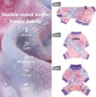 PAWCHIE Dog Fuzzy Velvet Pajamas,Dog Sweater Winter Cloth for Small Dogs Cat,Boy Girl,Pet Jumpsuit, Doggy Apparel, Pink Purple M