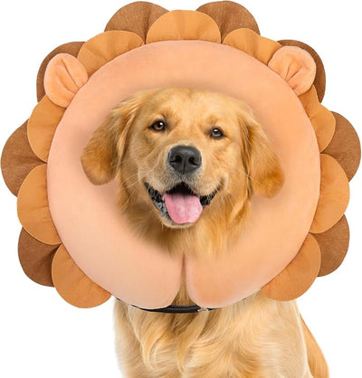 BEAUTYZOO Dog Cone Alternative After Surgery for Large Medium Small Dogs, Soft Inflatable Cone Collar for Dogs Cats, Dog Neck Donut E Collar Dog Recovery Collar to Stop Licking, Lion, L