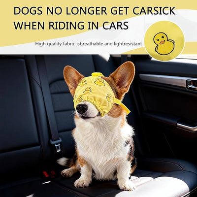 NACOCO Dog Calming Cap Eye Mask Ducks Nylon Shading Pet Anxiety Mask Muzzle for Grooming Anti Car Sickness (Yellow, L)