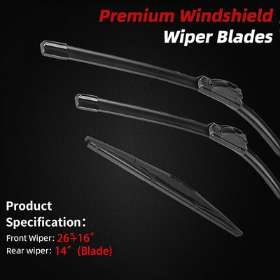 OTUAYAUTO Windshield Wiper Blades Replacement for Mazda CX-30 2020-2024 All-Extreme Weather Performance Quiet No Trace Front and Rear Wipers U/J Hook 26"+16"+14" (Pack of 3)