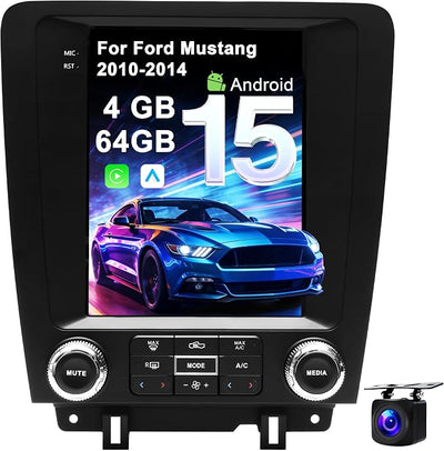 4G+64G Car Radio for Ford Mustang 2010-2014: 9.7" Upgrade Android 15 Stereo | Head Unit Wireless CarPlay Android Auto, BT 5.4, WiFi 6, GPS, FM, RDS, EQ, SWC, 1080P Backup Camera