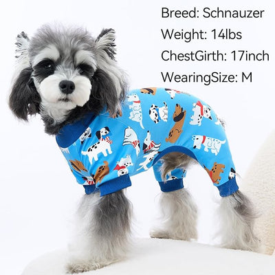 XPUDAC 4 Pack Dog Pajamas Cute Dog Clothes for Small Medium Dogs Boy Stretchy Soft Pjs Jammies Outfit Puppy Onesies for Winter, XS