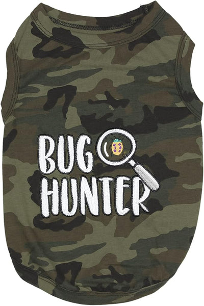Parisian Pet Dog Shirt – 100% Cotton Shirts for Medium Dogs - Sleeveless Puppy Vest – Bug Hunter Pet Apparel – Breathable Pullover Summer Camo Dog Clothes - Stretchy Funny T Shirts for Dogs