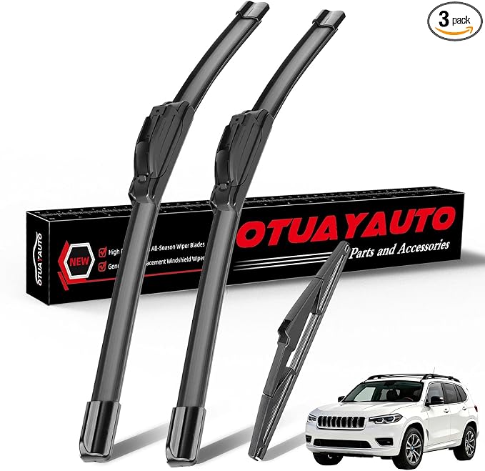 OTUAYAUTO Windshield Wiper Blades Replacement for Jeep Cherokee 2014-2023 All-Extreme Weather Performance Quiet No Trace Front and Rear Wipers U/J Hook 26"+18"+14" (Pack of 3)