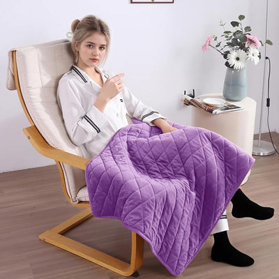 Portable Heated Blanket Soft Warm Heated Lap Rechargeable Electric Throw for Camping Car Travel Use No Battery