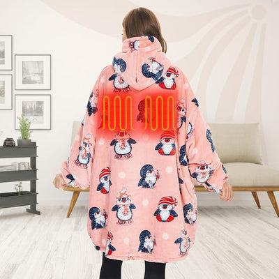 Venustas Heated Blanket Hoodie with Battery Pack, Unisex Oversized Sherpa Wearable Sweatshirt for Women & Men