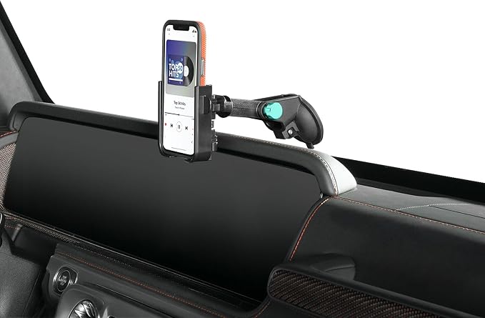 WeatherTech WindshieldFone - Universal Windshield-Mounted Car Phone Holder - Turquoise Billet Knobs