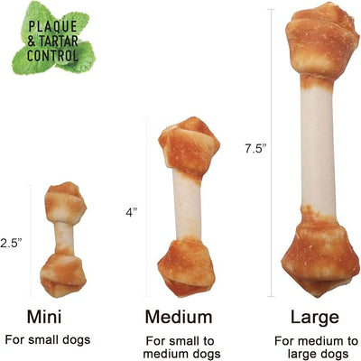 LuvChew Premium Dog Chew Bones, Made with Real Chicken, Rawhide Alternative, Made with Limited Ingredients, Highly Digestible (Mini 18pcs/Pack)