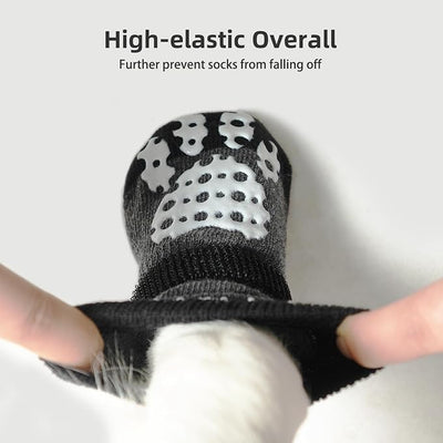 PUPTECK Anti-Slip Dog Socks with Double Sides Grips for Small Medium Large Dogs Hardwood Floors Prevents Licking, Dog Shoes for Hot Pavement Traction Control Paw Protector for Senior Dogs, Grey XS
