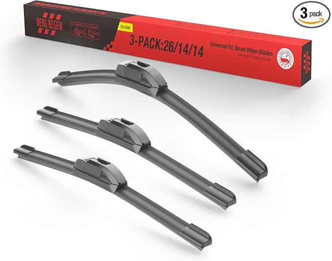 BERG REGEN® 16"+14"+14“ Silicone Windshield Wiper Blades Replacement for Toyota FJ Cruiser 2014 2013 2012 2011 2010 2009 2008 2007 OEM Quality All-Season Automative Wiper Blades U/J Hook Pack of 3