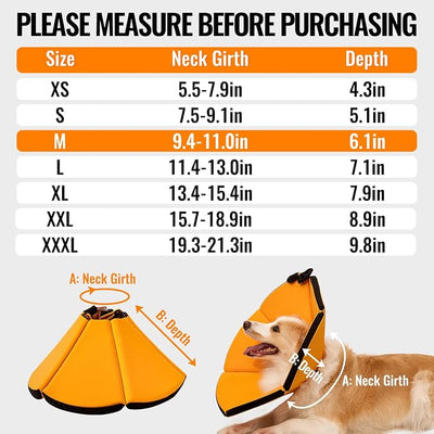 MAXFUT Soft Dog Cone Collar,Foam Cone for Dogs to Stop Licking After Surgery,Non Inflatable Dog Donut Cone (Light Blue, M)