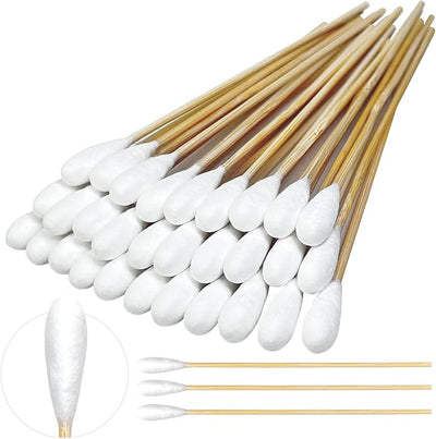 Egaageoi 100 Pcs 6 Inch Large Cotton Swabs for Dog Ear with Bamboo Handle | for Pet Owners, Groomers, Vet, Outdoor Care, After Swimming, Daily use, with Soft Cotton Tips, Safe Reach for Wax Removal
