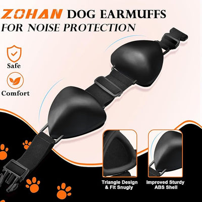 ZOHAN Dog Ear Muffs for Noise Protection, Comfort Dog Noise Cancelling Ear Muffs with Fast Snap Lock for Fireworks, Thunder, Vacuums(Black,M)