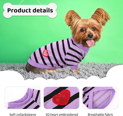 Dog Shirts for Medium Dogs, Striped T-Shirts Dog Vest Pet Apparel Tee Shirts Spring Summer Suitable for Small and Medium Large Pets French Bulldog Bichon, Purple M