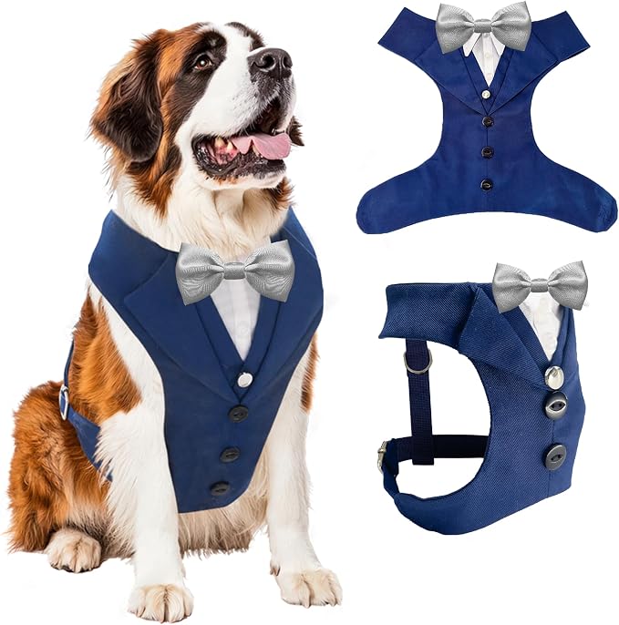 AVERYDAY Dog Tuxedo for Wedding Outfit, Dog Suit and Tie Costumes for Birthday, Halloween, Cosplay, Christmas Party, Pet Formal Wear with Bowtie, Tux for Medium Large Dogs, Bulldog, Labrador, Husky