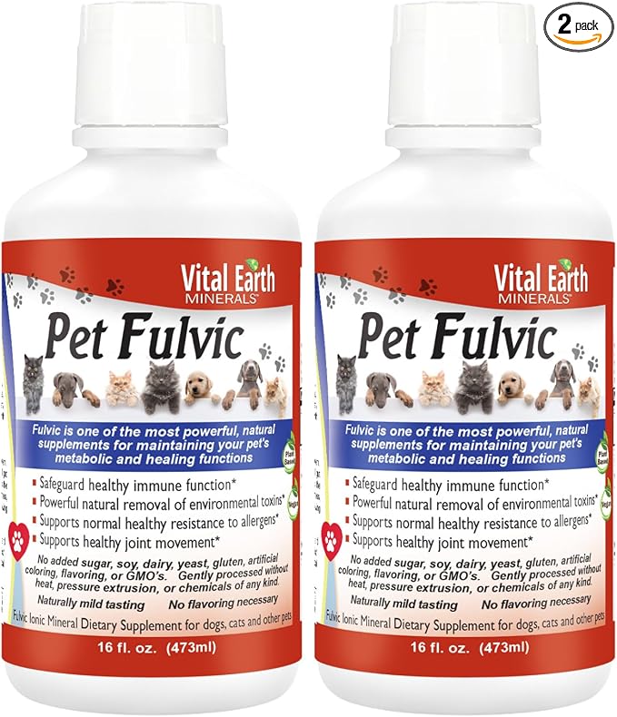 Pet Fulvic - Dog Allergy Relief, Joint Support Supplement 16 oz (Pack of 2)