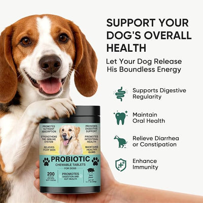 Probiotics for Dogs Gut Digestive Health Probiotic Chews for Dogs Digestive Enzymes Relieve Diarrhea Immunity Oral Problems Itching Constipation Prebiotics Dog Probiotics 200 Ct Pork