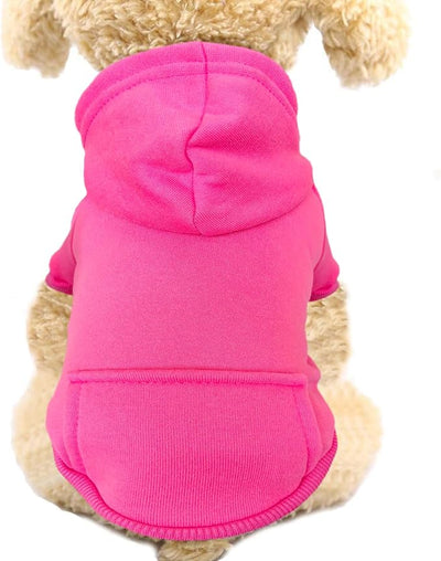 Jecikelon Soft Dog Hoodies for Small Dogs, Fleece Puppy Sweatshirt with Pockets, Warm Winter Cold Weather Coats for Pet Cat, Cute Clothes Puppy Costume (Rose red, X-Large)