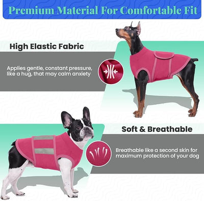 MIGOHI Dog Anxiety Relief Coat,Comfort Anxiety Vest for Dogs,Adjustable Anxiety Calming Wrap for Fireworks,Thunderstorms,Travel, Separation, Dog Anxiety Jacket for Small Dogs,XL,Rosered