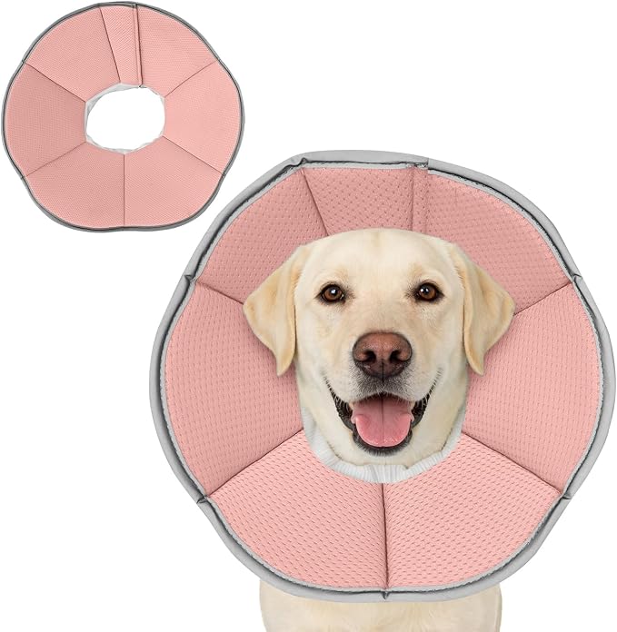 MAXFUT Dog Cone Collar,Soft Cone for Dogs to Stop Licking After Surgery,Non Inflatable Dog Donut Cone (Pink, XXXL)