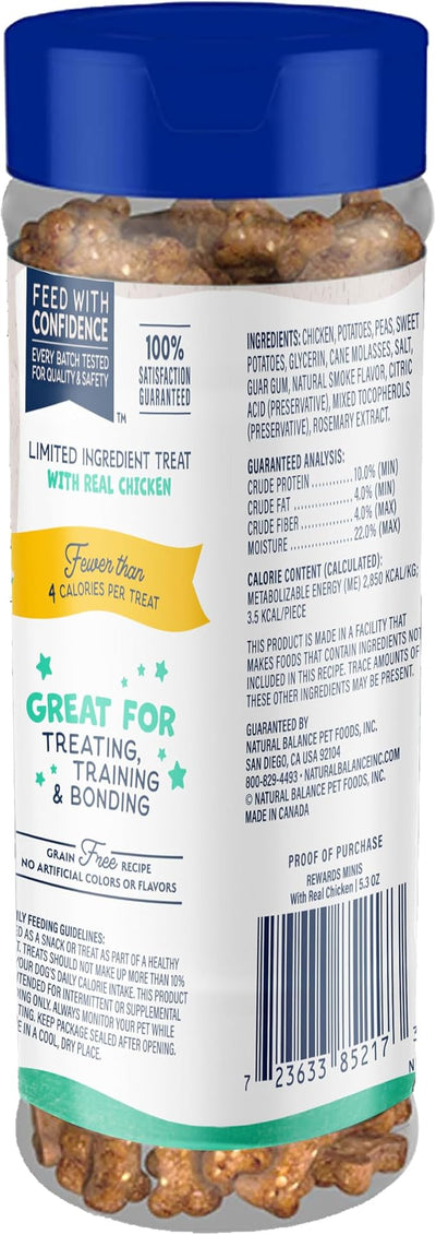 Natural Balance Limited Ingredient Mini-Rewards Chicken Grain-Free, Training Treats for Dogs | 5.3-oz. Canister (Pack of 2)