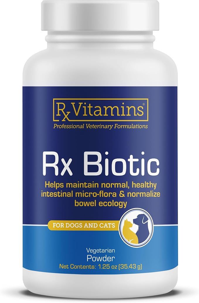 Rx Biotic - Probiotic Powder for Dogs and Cats - Cat Digestive Support & Probiotic for Dogs Gut Health - Dog Probiotics for Digestive Health - 1.25oz