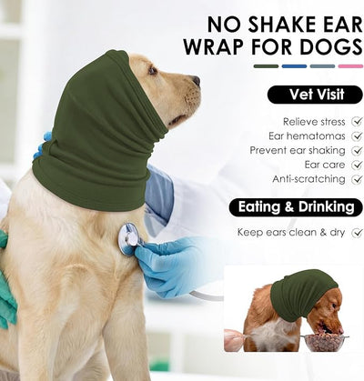 KOESON Adjustable Ear Wrap for Large Dogs, Soft No Shake Dog Ear Wraps Hematoma, Breathable Dog Ear Cover for Noise Protecion, Neck Wounds, Pet Calming Hoodie for Thunder, Firework, Separation