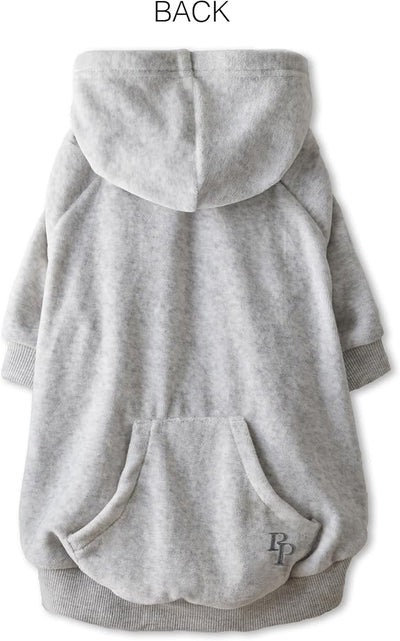 Pet Passion Cooper II Organic Cotton Velour Dog Hoodie Pet Coat for Small, Medium and Large Dogs, Light Heather Gray, XX-Large (70-110 lbs)