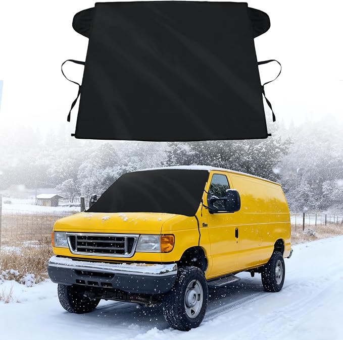 Windshield Cover for Ice and Snow fit Ford Econoline E-Series Van 1992-2025 2026 & Motorhome E-150 E-250 E-350 E-450 Accessories Oxford Fabric Cover Windshield Protector for Full Sizes Vans