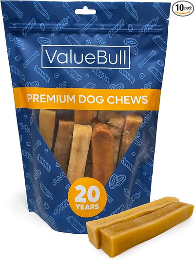 ValueBull Himalayan Yak Cheese Dog Chews, Large, 10 ct - Long Lasting for Aggressive Chewers, All Natural, Healthy & Safe, Low Odor Nepal Yak Milk Chews