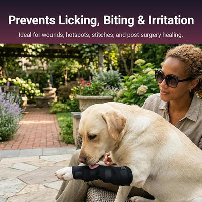 Long Front Leg Brace for Dogs – Anti-Lick Sleeve & Carpal/Wrist Support for Sprains, Arthritis, Wound Protection & Injury Recovery – Soft Adjustable Compression Wrap for Left or Right Front Leg Medium