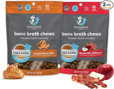 Shameless Pets Dog Training Treats Bacon/Apple and Chicken/Peanut Butter - Natural and Soft Puppy Treats with Collagen - Medium Dog Treats Pack of 2 (8oz Each)