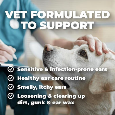 Mighty Petz Dog Ear Cleaner – Gentle Pet Ear Wash for Routine Ear Hygiene For Dogs and Cats 8 oz
