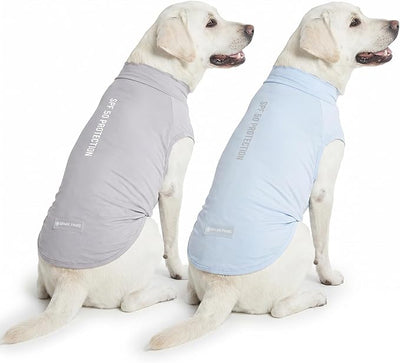 Spark Paws Sunblock Dog T-Shirt, SPF30 Protection, Lightweight Breathable Quick Dry for Dogs with Sensitive Skin - Blue & Grey (Set of 2) - 3XL