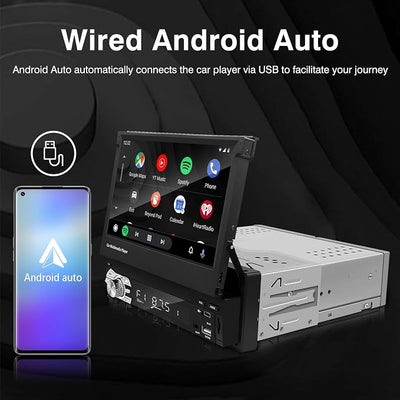 Single-Din-Touchscreen-Radio,Carplay&Android Auto,Car Stereo Backup Camera | Bluetooth/FM/RDS Radio/Type-C/USB/SD/MP4/MP5 Player EZoneTronics