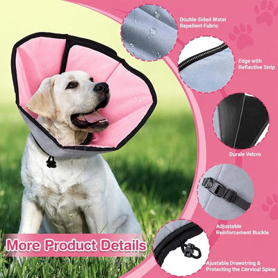 Dog Cone Collar for Dogs After Surgery Extra Long, Adjustable Comfy Dog Elizabethan Pet Collar Cone for Large Dogs Anti-Lick Protective Wound (Pink, M)